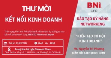 THƯ MỜI KẾT NỐI KINH DOANH CÙNG BNI CEO PLATINUM CHAPTER