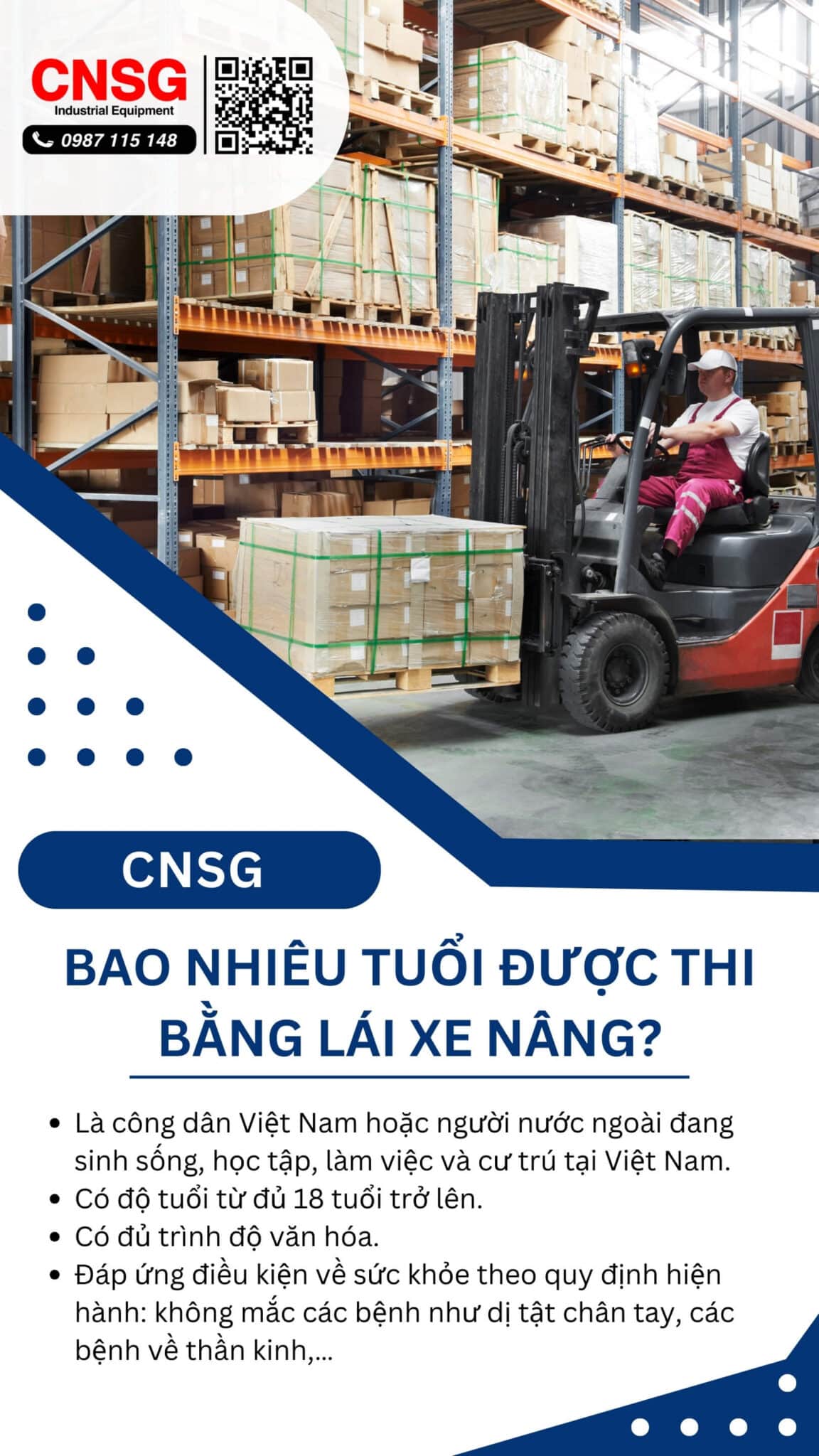 Bao nhiêu tuổi được thi bằng lái xe nâng.